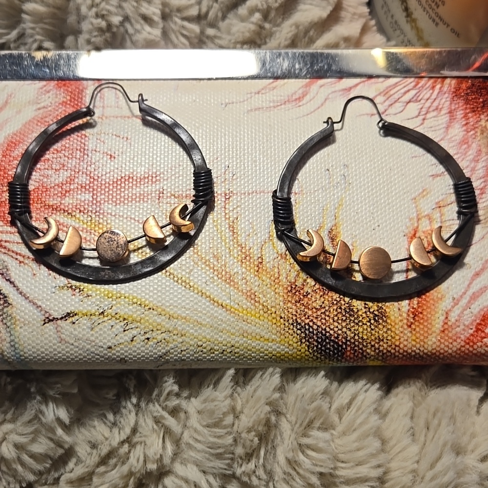 Large Hoop Moon Phase Earrings